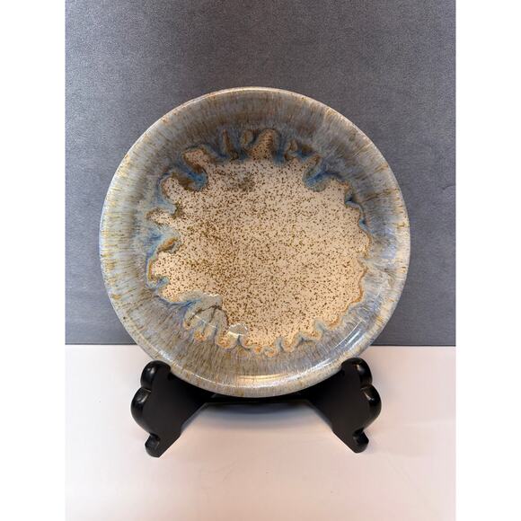 Handmade Pottery Bowl Blue Glazed 8” Diameter  2” Tall - Picture 2 of 7